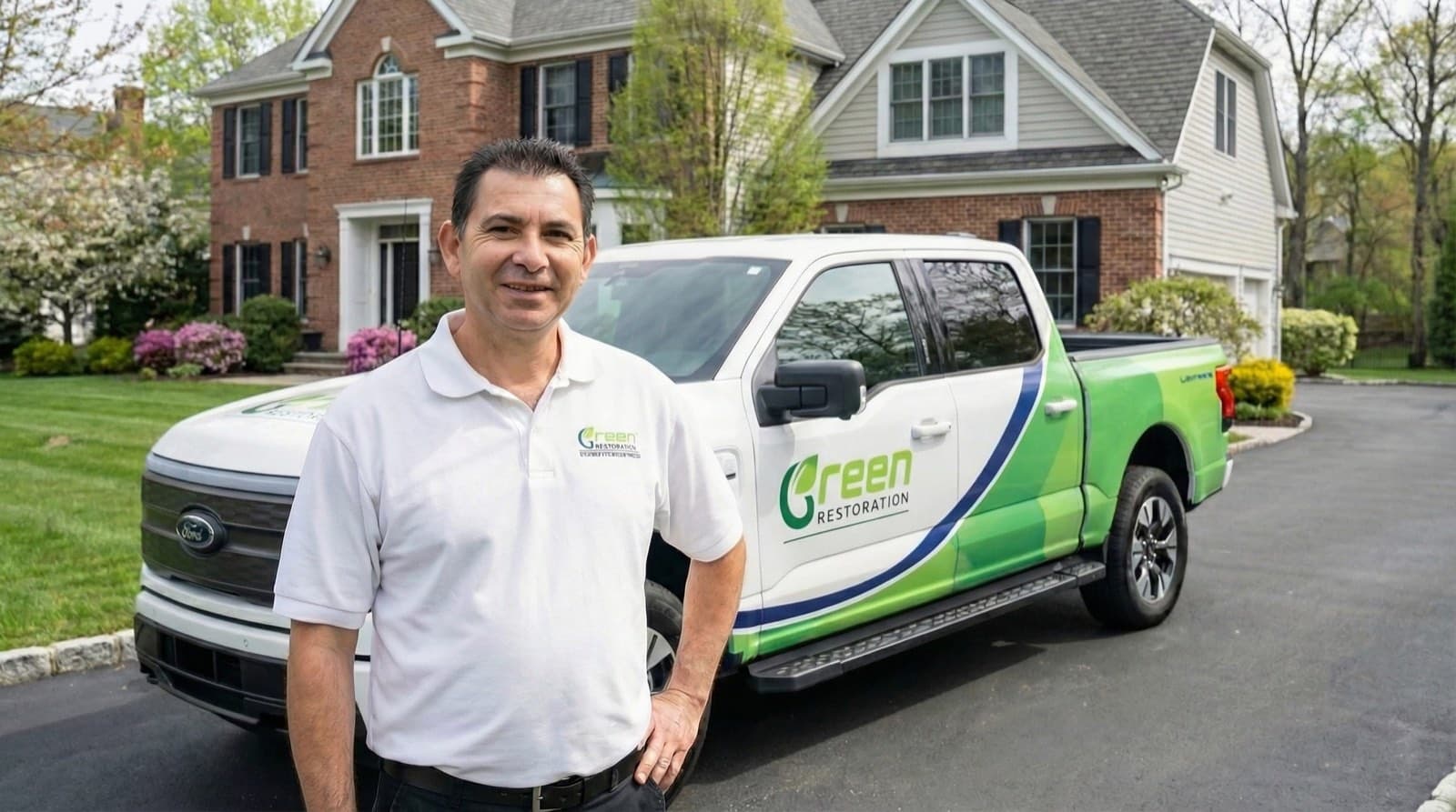 Green Restoration service van staged in Westchester County