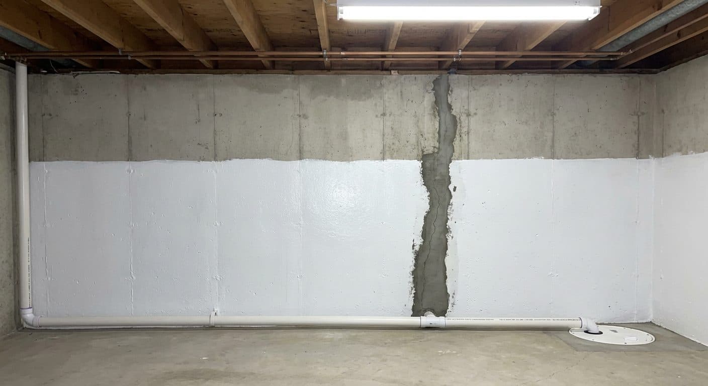 Basement wall mold remediation, before and after