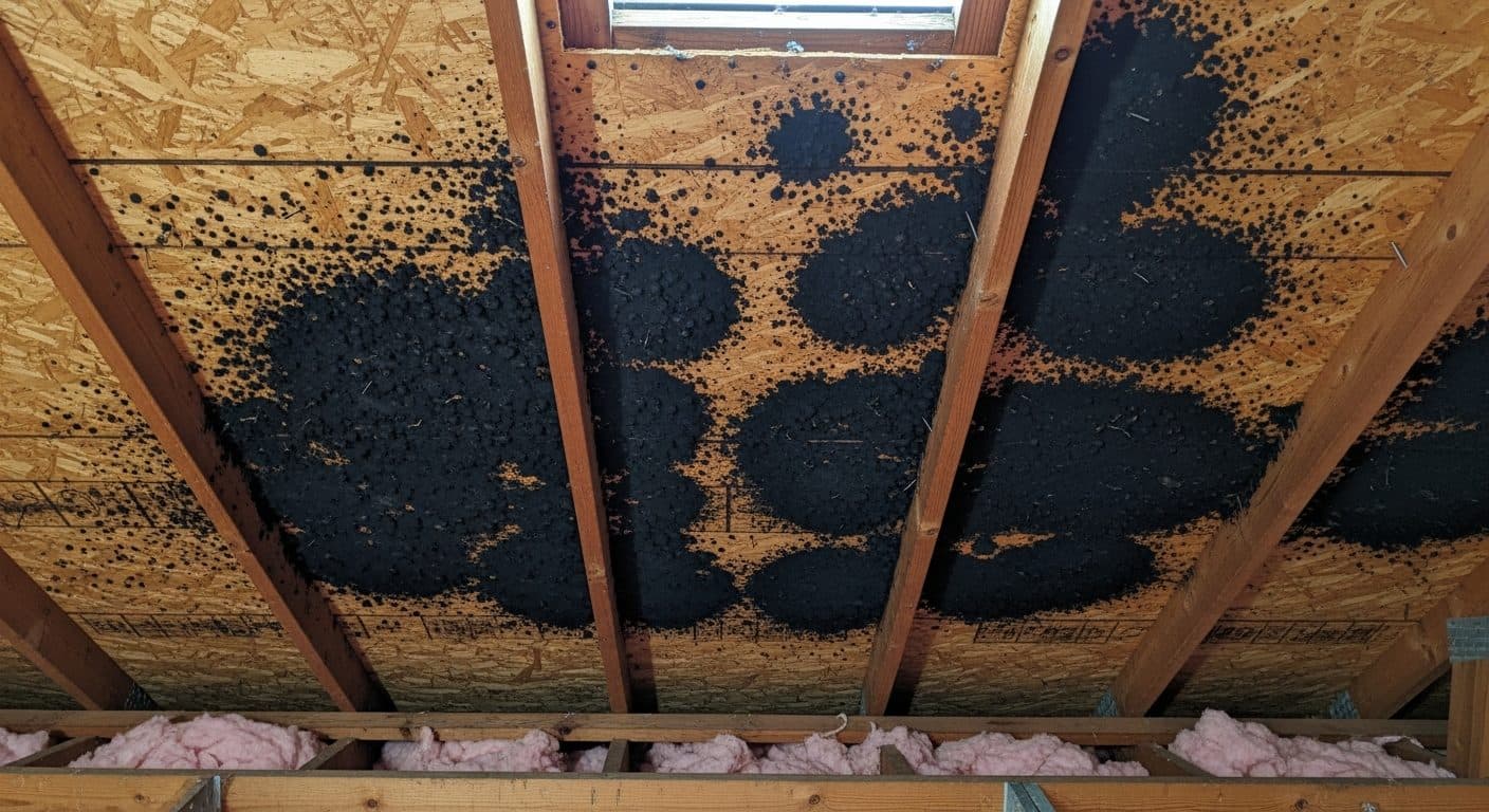 Mold inside a farm outbuilding conversion in Deerfield Massachusetts before IICRC S520 remediation