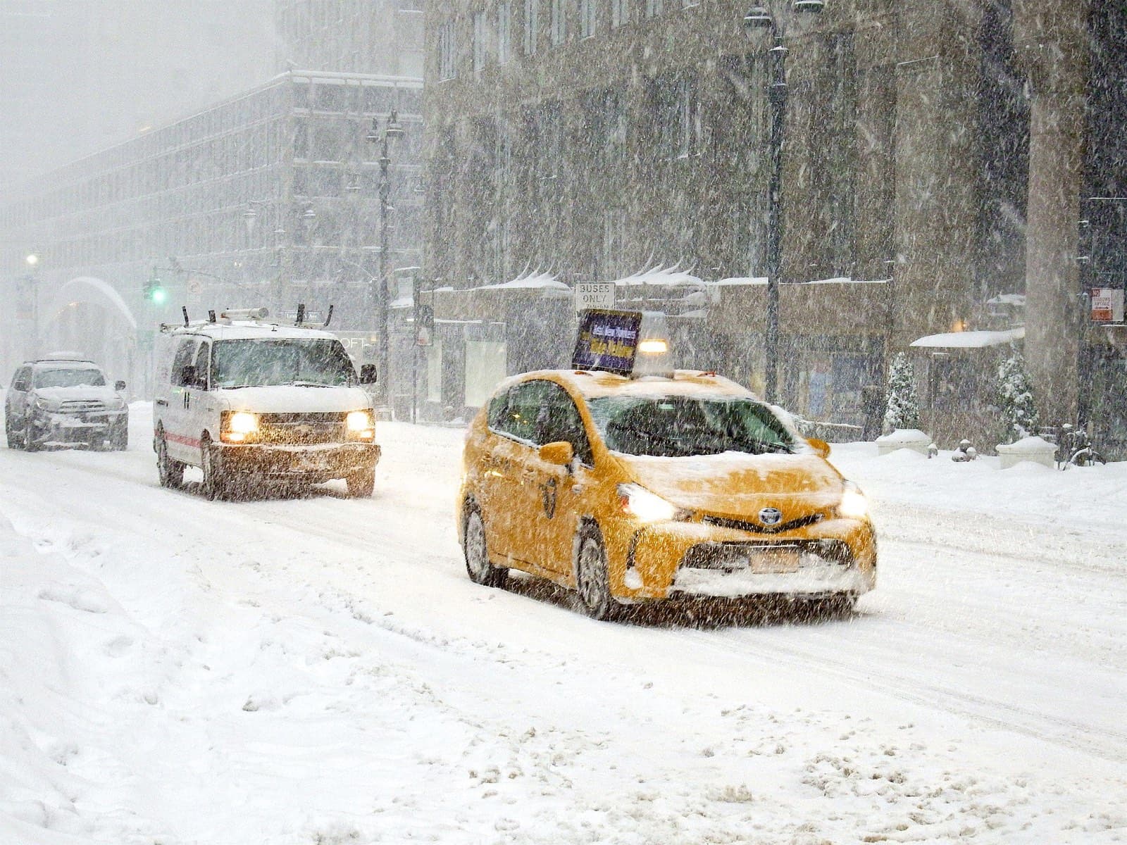 New York City East 42nd Street during Winter Storm Jonas snowstorm