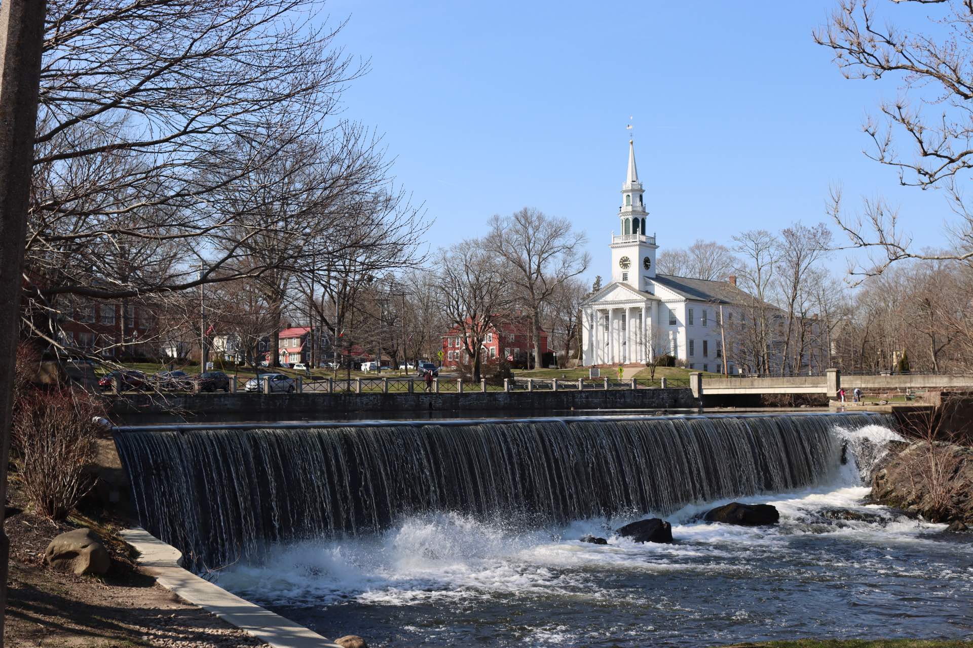 Milford, Connecticut town green and duck pond served by Green Restoration.